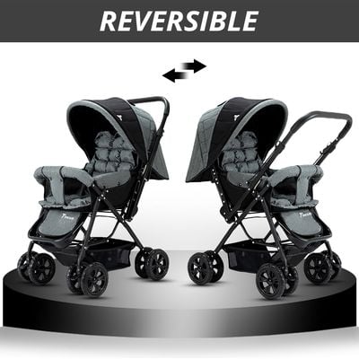 Teknum Reversible Look at Me Stroller w / t Diaper Bag & Hooks & Changing Pad - Grey